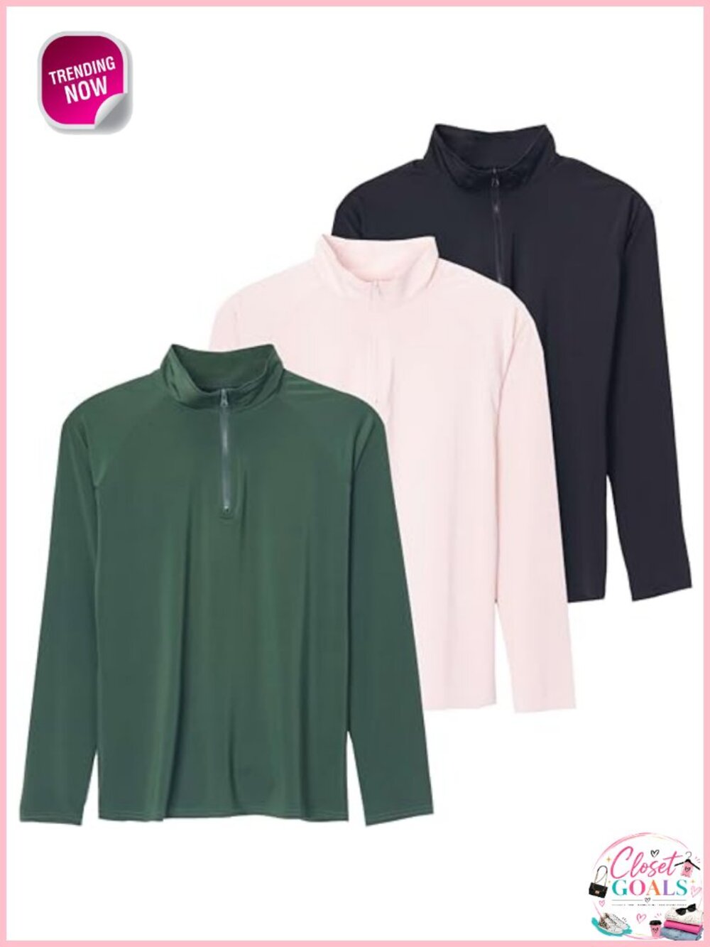 Women's Rash Guard Swim Shirts 3 Pack Quarter Zip Long Sleeve UPF 50+